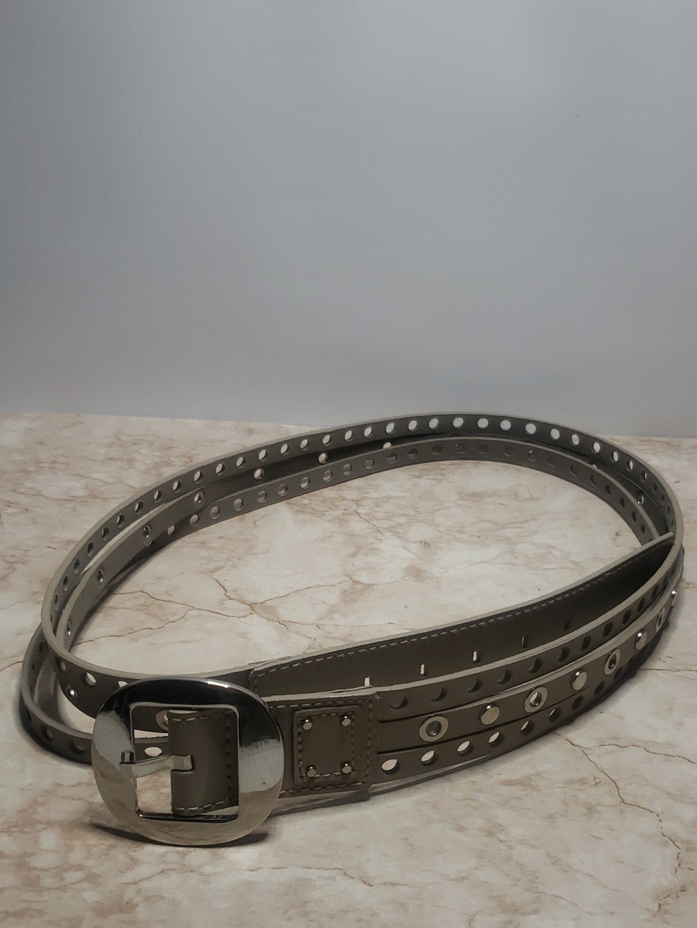Calvin Klein Women's Three Row Grommet Belt in Gray New